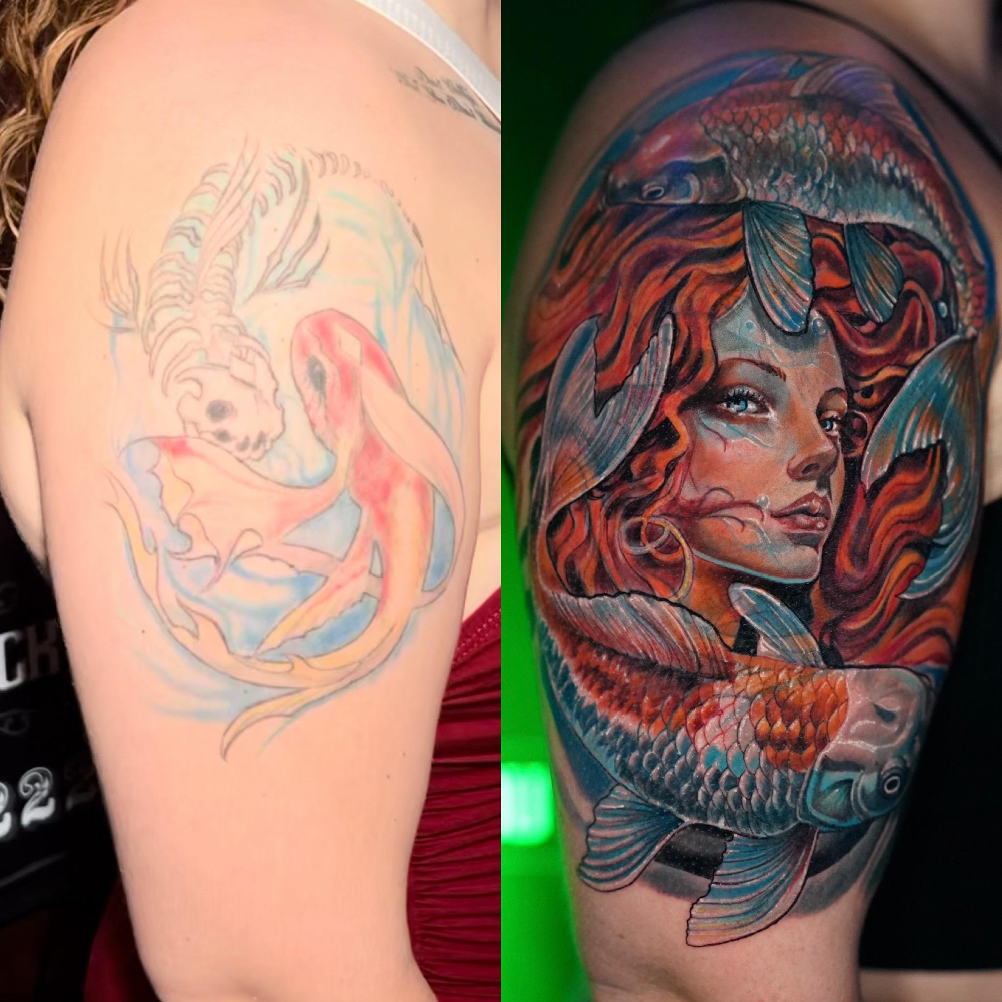 Color Cover up tattoo in New Jersey